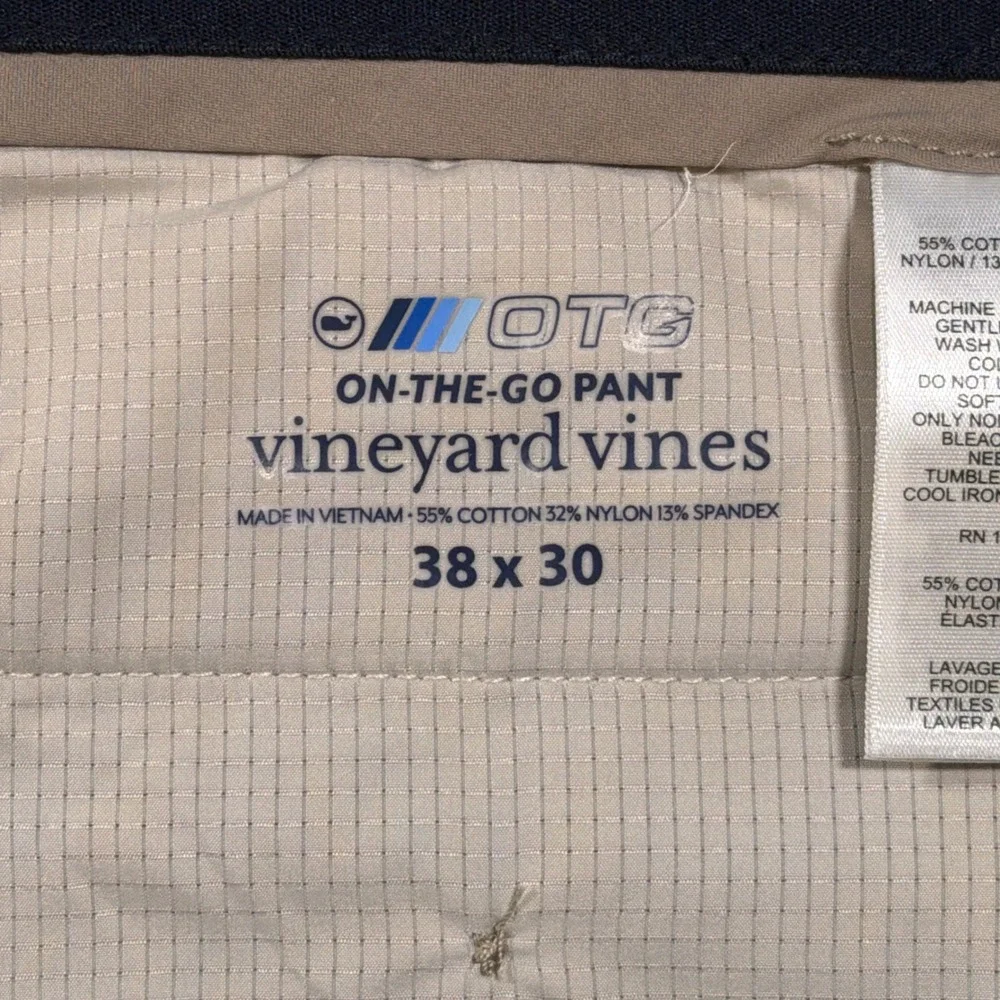 Vineyard Vines On-The-Go Pant Mens 38x30 Khaki OTG Performance Chino Trousers